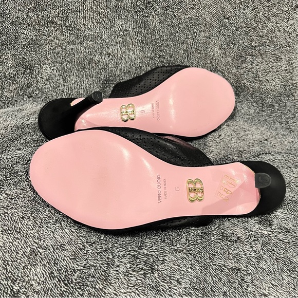 Beautiisoles by Robyn Shreiber black leather heeled sandals made in Italy size 6 - Picture 11 of 11
